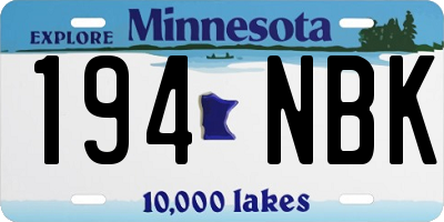 MN license plate 194NBK