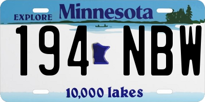 MN license plate 194NBW
