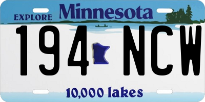 MN license plate 194NCW