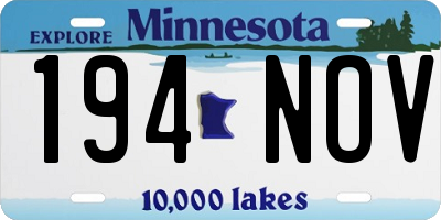 MN license plate 194NOV