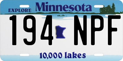 MN license plate 194NPF