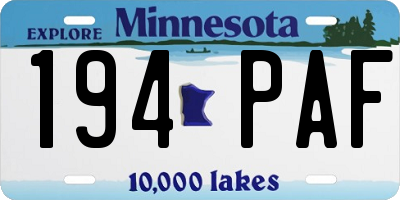 MN license plate 194PAF