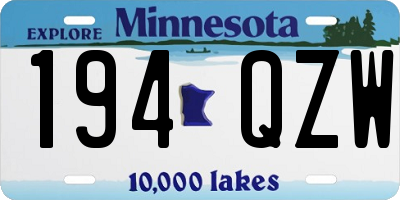 MN license plate 194QZW