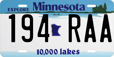 MN license plate 194RAA