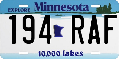 MN license plate 194RAF