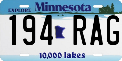 MN license plate 194RAG