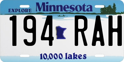 MN license plate 194RAH