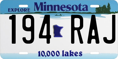 MN license plate 194RAJ