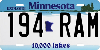 MN license plate 194RAM