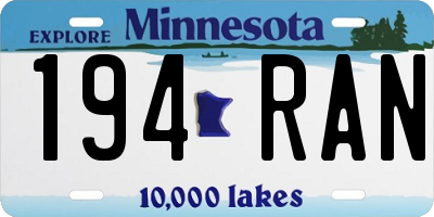 MN license plate 194RAN
