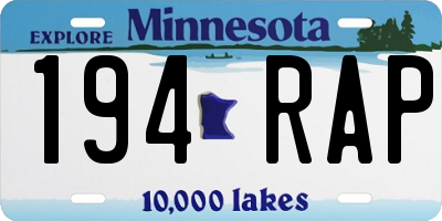 MN license plate 194RAP
