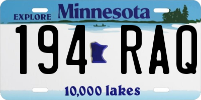 MN license plate 194RAQ
