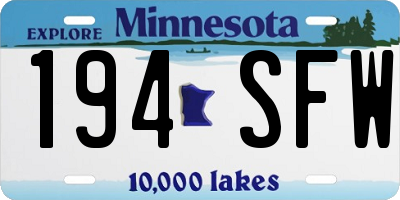 MN license plate 194SFW