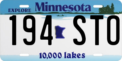 MN license plate 194STO