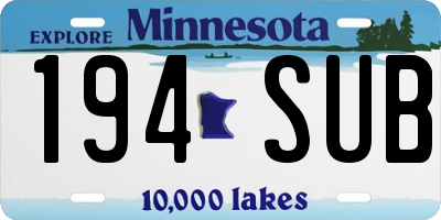 MN license plate 194SUB