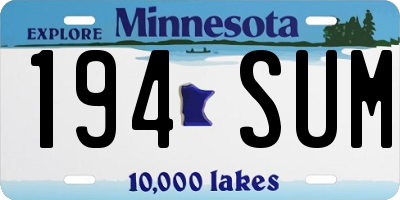 MN license plate 194SUM
