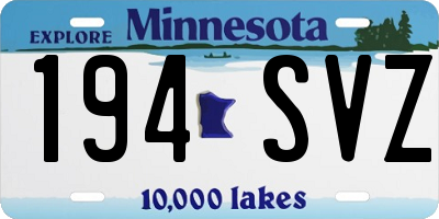 MN license plate 194SVZ