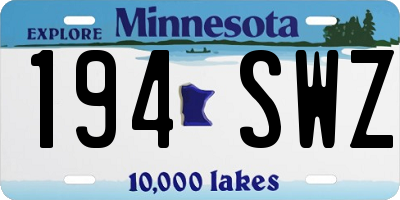 MN license plate 194SWZ