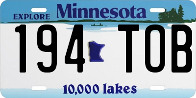 MN license plate 194TOB