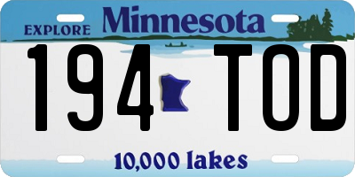 MN license plate 194TOD