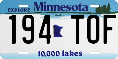 MN license plate 194TOF