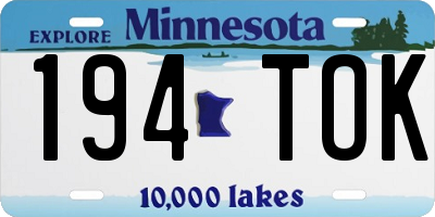 MN license plate 194TOK