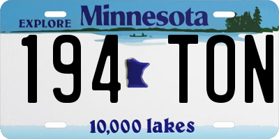 MN license plate 194TON