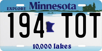MN license plate 194TOT