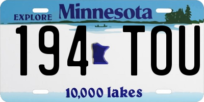 MN license plate 194TOU