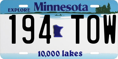 MN license plate 194TOW
