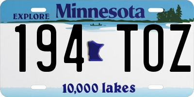 MN license plate 194TOZ