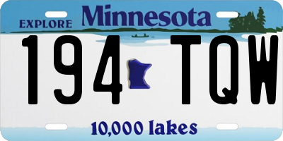 MN license plate 194TQW