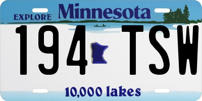 MN license plate 194TSW