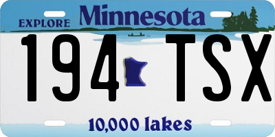 MN license plate 194TSX