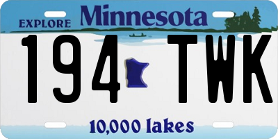 MN license plate 194TWK