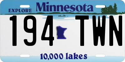 MN license plate 194TWN
