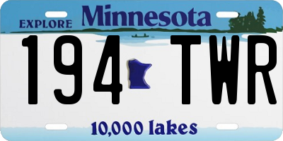 MN license plate 194TWR