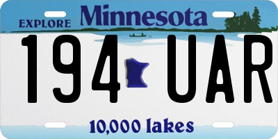 MN license plate 194UAR
