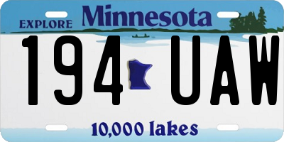 MN license plate 194UAW