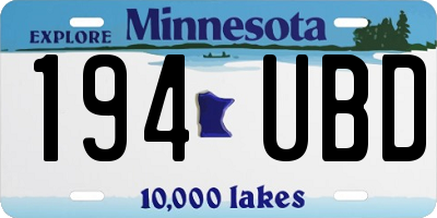 MN license plate 194UBD