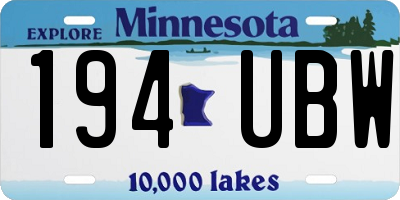 MN license plate 194UBW