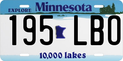 MN license plate 195LBO