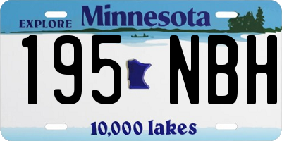 MN license plate 195NBH