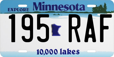 MN license plate 195RAF