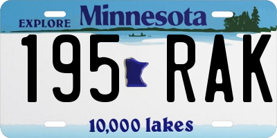 MN license plate 195RAK