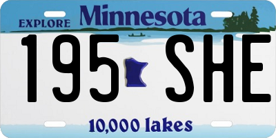 MN license plate 195SHE