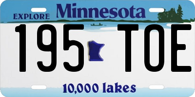MN license plate 195TOE