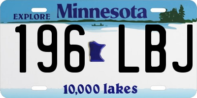 MN license plate 196LBJ