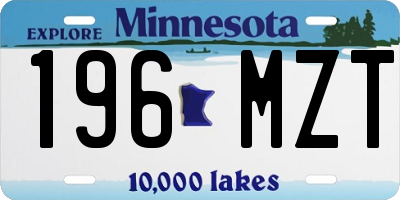 MN license plate 196MZT