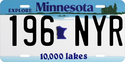 MN license plate 196NYR